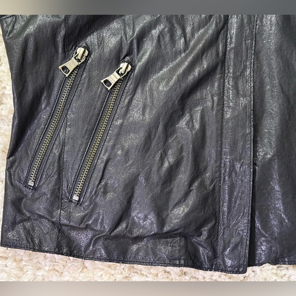 Banana Republic Black Moto Leather Jacket Sz S - Picture 4 of 13